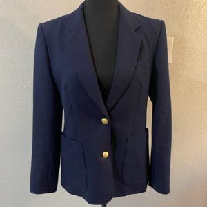 Sakowitz Vintage 80s Navy Blue Wool Blazer/Jacket Size 10